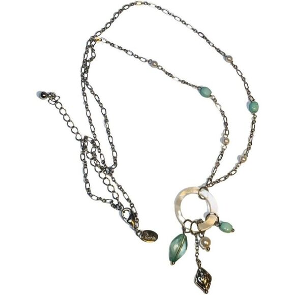 Lia Sophia Mother Of Pearl Mint Green Beaded Minimalist Silver Tone Necklace 30” - Picture 12 of 14